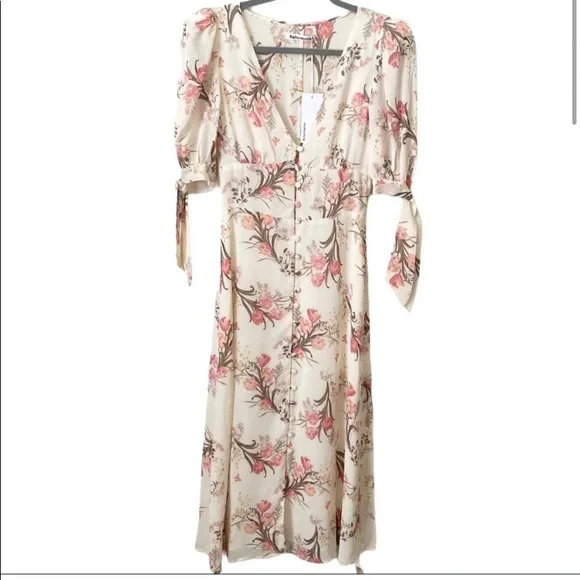 NWT Reformation Bryar Crepe Floral Button Front Midi Dress - Picture 2 of 7